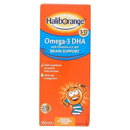 Haliborange Omega 3 DHA Brain Support Orange Flavoured Syrup 3-12 Years - 300ml - Children at MyPerfumeShop by Haliborange