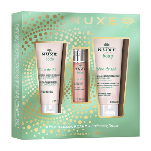 Nuxe Body RÃªve de ThÃ© Revitalising Dream Gift Set 30ml Exalting Fragrant Water + 100ml Revitalising Shower Gel + 150ml Revitalising Granular Scrub - Body Mist at MyPerfumeShop by Nuxe