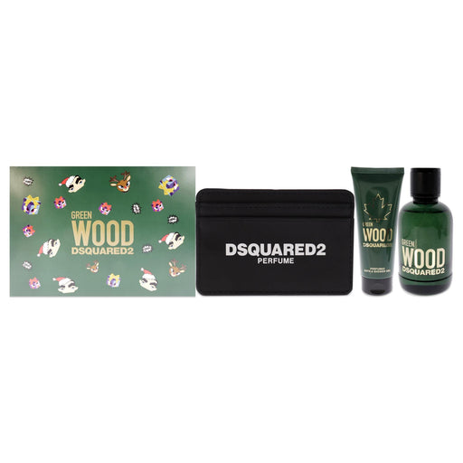 Dsquared2 Green Wood 3 Piece Gift Set: Eau de Toilette 100ml - Shower Gel 100ml - Card Holder - Gift Set at MyPerfumeShop by Dsquared2