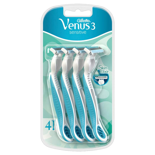 Venus 3 Sensitive Womens Disposable Razors  x 4 - Hair Removal at MyPerfumeShop by Gillette