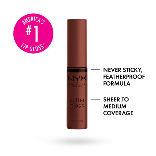 NYX Butter Gloss 51 Brownie Drip Lip Gloss 8ml - Lip Glosses at MyPerfumeShop by NYX