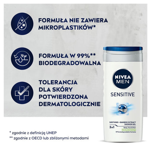 Nivea Men Sensitive Shower Gel  - 250ml - Personal Hygiene at MyPerfumeShop by Beiersdorf Uk Ltd