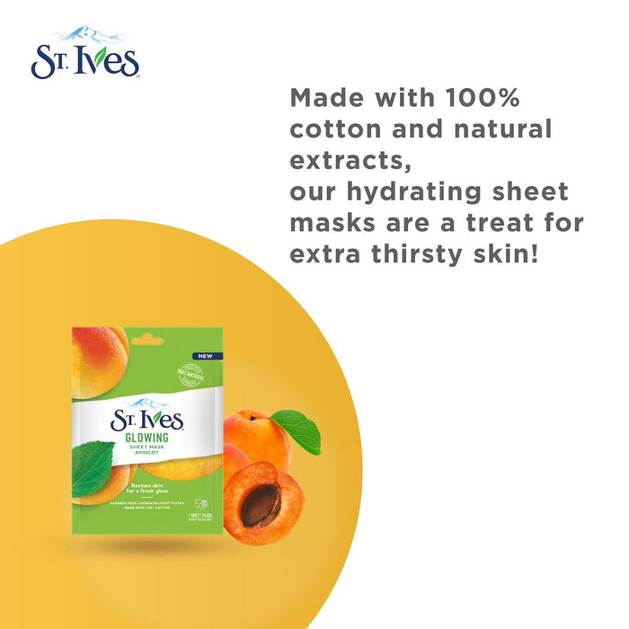 St. Ives Glowing Apricot Sheet Mask 23ml - 1 Sheet - Masks & Peels at MyPerfumeShop by St. Ives