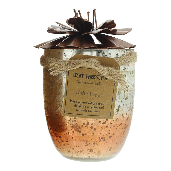 Bali Mantra Hibiscus Glass Copper Candle 500g - Kaffir Lime - Candle at MyPerfumeShop by Bali Mantra