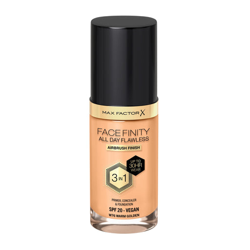 Max Factor Face Finity All Day Flawless 3 In 1 76 Warm Golden Foundation 30ml - Foundations at MyPerfumeShop by Max Factor