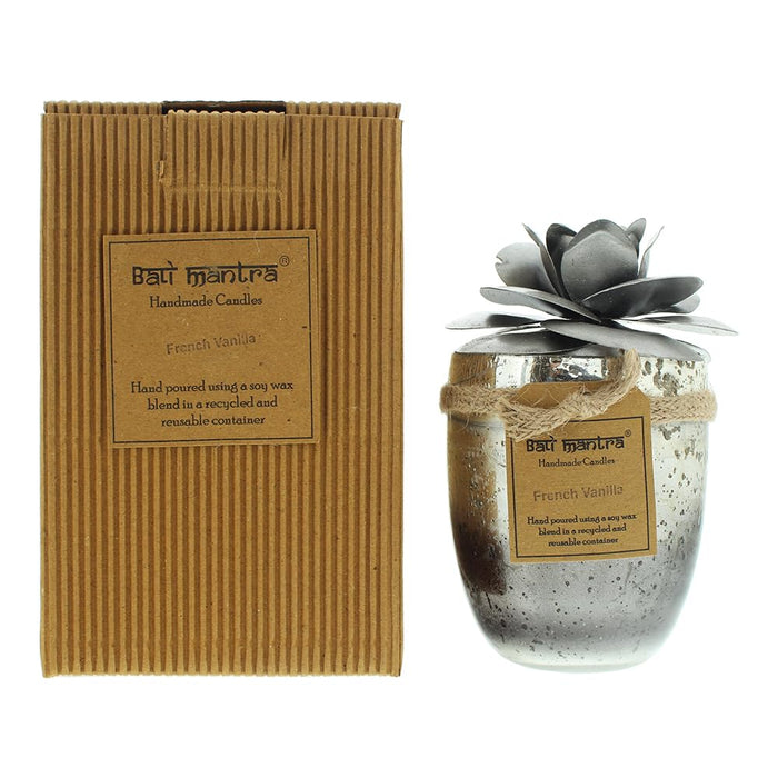 Bali Mantra Camellia Glass Silver Candle 500g - French Vanilla - Candle at MyPerfumeShop by Bali Mantra