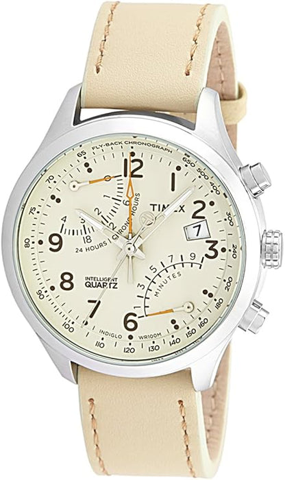 Timex Women's IA Fly Back Watch T2P382 Cream Leather Strap and Dial