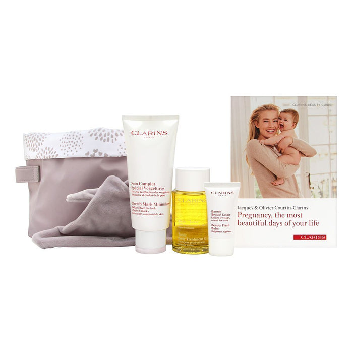 Clarins Beautiful Pregrancy, Beautiful You Kit 6 Piece Gift Set:Tonic Body Treatment 100ml - Balm 15ml - Lip Perfector 5ml - Stretch Mark Mi - Bag - Baby Cloth - Gift Set at MyPerfumeShop by Clarins