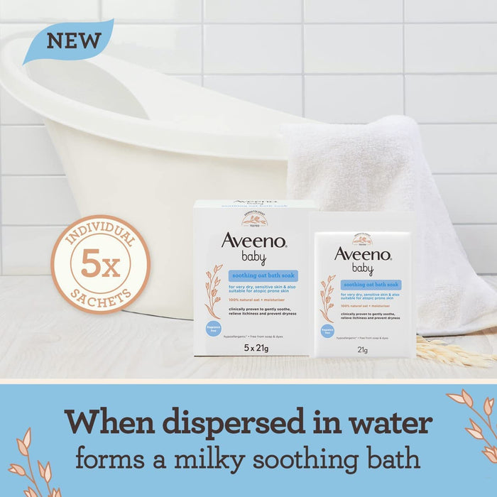 Aveeno Baby Soothing Oat Bath Soak Sachets - 5x21g - Bath & Washing at MyPerfumeShop by Aveeno Baby