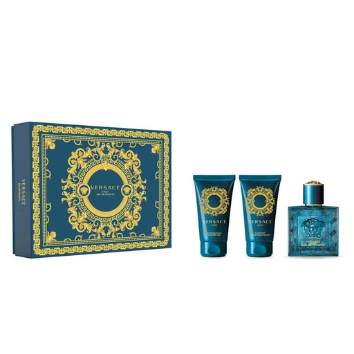 Versace Eros 3 Piece Gift Set: Eau de Toilette 50ml - Shower Gel 50ml - Aftershave Balm 50ml - Default Title - Gift Set at MyPerfumeShop by Versace