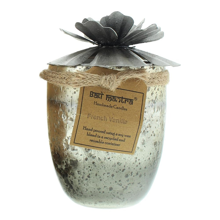 Bali Mantra Hibiscus Glass Silver Candle 500g - French Vanilla - Candle at MyPerfumeShop by Bali Mantra