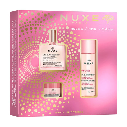 Nuxe Pink Fever Gift Set 50ml Huile Prodigieuse Florale + 100ml Very Rose 3-in-1 Soothing Micellar Water + 15g Very Rose Rose Lip Balm - Lip Balm at MyPerfumeShop by Nuxe