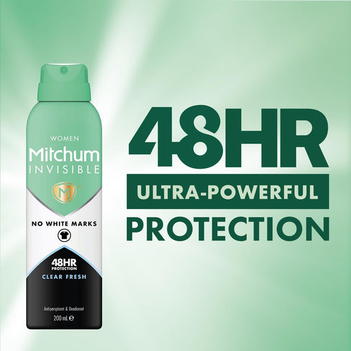 Mitchum Invisible Women 48Hr Protection Clear Fresh Anti-Perspirant Deodorant 200ml - Health & Beauty at MyPerfumeShop by Mitchum