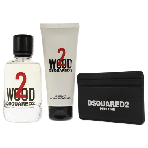 DSquared² 2 Wood Gift Set 100ml EDT + 100ml Shower Gel + Cardholder - Fragrance at MyPerfumeShop by DSquared²