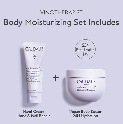 Caudalie Vinotherapist Body Moisture Duo Gift Set 250g Replenishing Vegan Body Butter + 75ml Hand & Nail Repairing Cream - Beauty at MyPerfumeShop by Caudalie