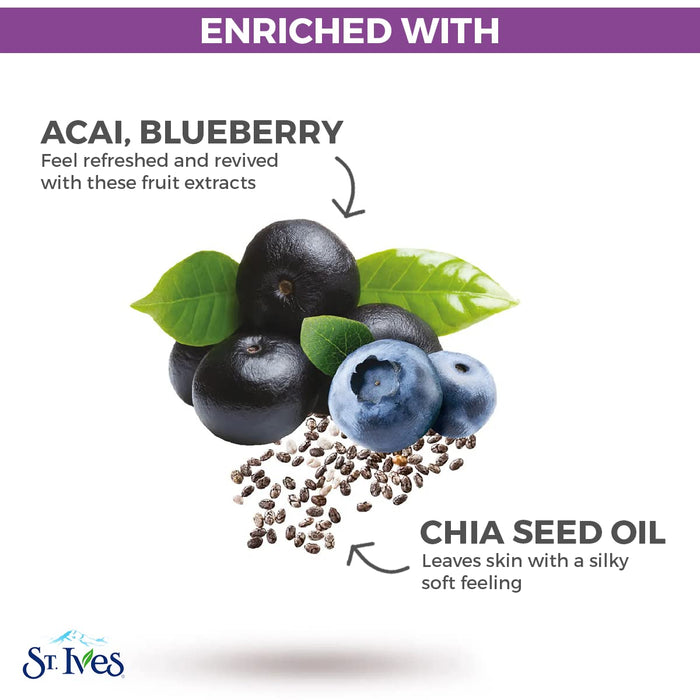 St. Ives Revitalising Acai Blueberry & Chia Seed Oil Mask 23ml - 1 Sheet - Masks & Peels at MyPerfumeShop by St. Ives