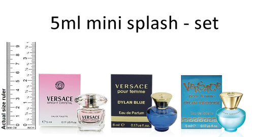 Versace Miniatures for Her Gift Set 5ml Bright Crystal EDT + 5ml Dylan Blue EDP + 5ml  Dylan Turquoise EDT - Fragrance at MyPerfumeShop by Versace