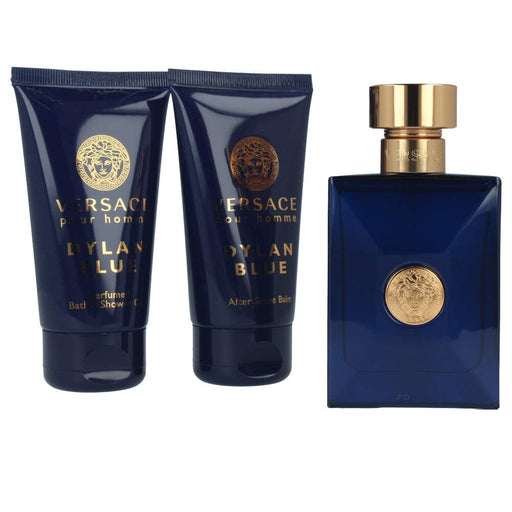 Versace Dylan Blue 50ml EDT Spray + 50ml Shower Gel + 50ml After Shave Balm - Beauty at MyPerfumeShop by Versace