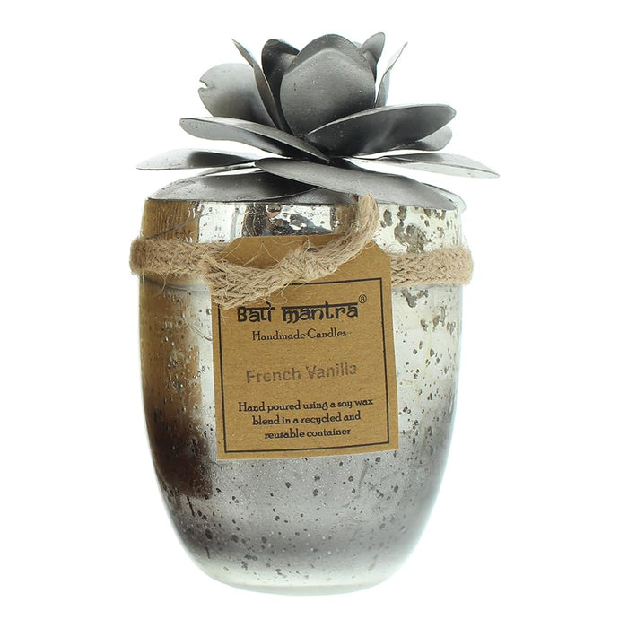 Bali Mantra Camellia Glass Silver Candle 500g - French Vanilla - Candle at MyPerfumeShop by Bali Mantra