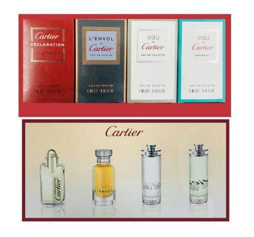 Cartier Miniatures For Men Gift Set 4ml Declaration EDT + 5ml L'Envol EDP + 5ml Eau de Cartier EDT + 5ml Eau de Cartier ConcentrÃƒÂ©e EDT - Fragrance at MyPerfumeShop by CARTIER