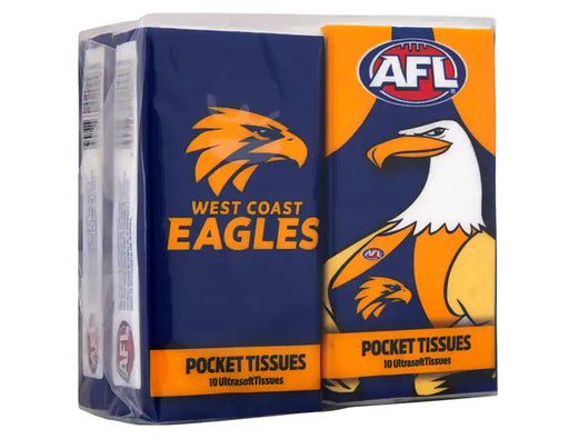 AFL West Coast Eagles Pocket Tissues 4pcs - Tissues at MyPerfumeShop by AFL