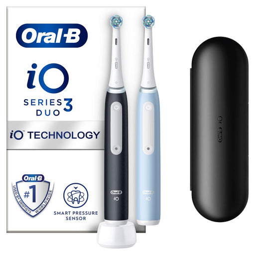 Oral-B iO3 MattBlack & IceBlue Toothbrush Duo+Case - Rotating at MyPerfumeShop by Oral-B