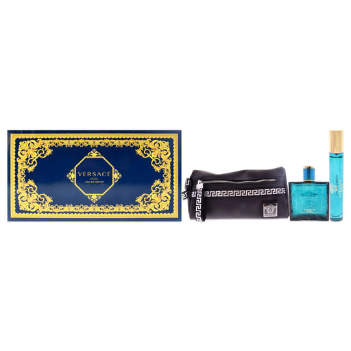 Versace Eros Gift Set 100ml EDP + 10ml EDP + Toiletry Bag - Eau De Parfum at MyPerfumeShop by Versace