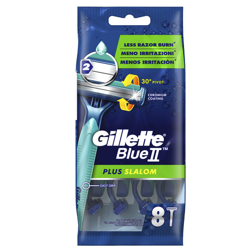 Gillette Blue II Plus Slalom Disposable Razors x 8 - Razors & Blades at MyPerfumeShop by Gillette