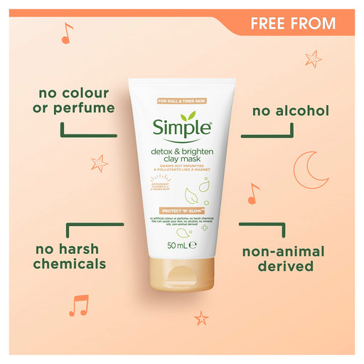 Simple Protect & Glow Detox & Brighten Clay Mask - 50ml - Regime Skin Care at MyPerfumeShop by Simple