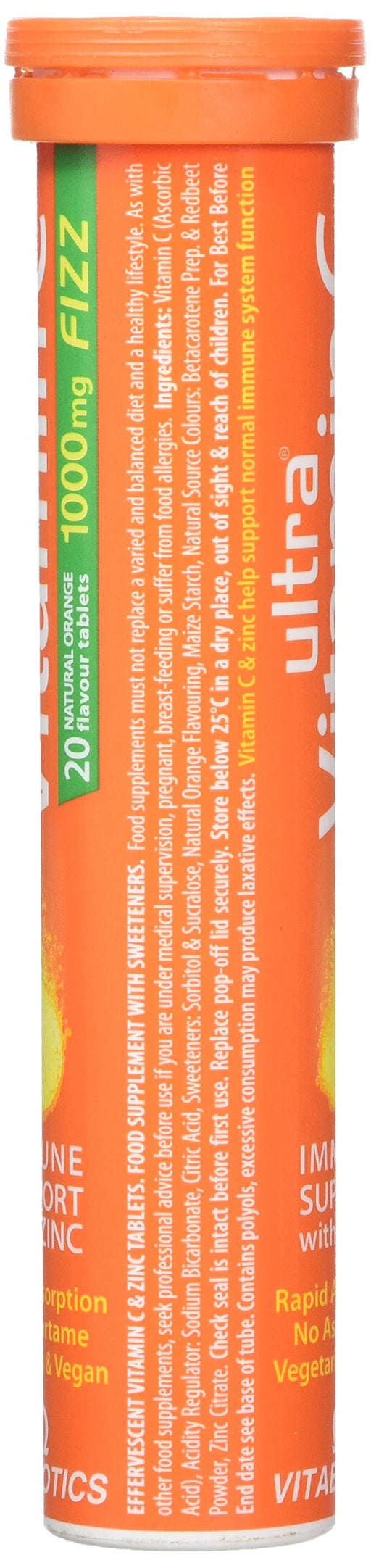 Vitabiotics Ultra Vitamin C 1000mg Fizz Natural Orange Flavour 20 Tablets - Immune Support at MyPerfumeShop by Vitabiotics Ultra