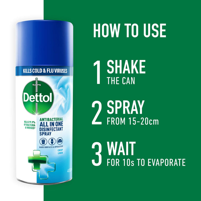 Dettol Anti-Bacterial All In One Disinfectant Spray Crisp Linen - 400ml - Cleaning at MyPerfumeShop by Dettol