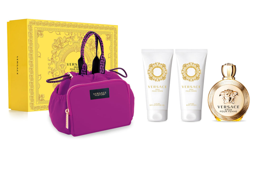 Versace Eros Pour Femme Gift Set 100ml EDP + 100ml Body Lotion + 100ml Shower Gel + Bag - Fragrance at MyPerfumeShop by Versace