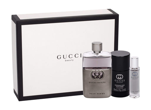 Gucci Guilty Pour Homme Gift Set 90ml EDT + 15ml EDT + 75ml Deodorant Stick - Fragrance at MyPerfumeShop by Gucci