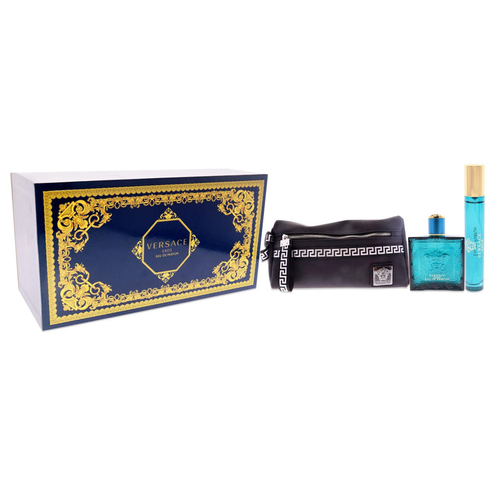 Versace Eros Gift Set 100ml EDP + 10ml EDP + Toiletry Bag - Eau De Parfum at MyPerfumeShop by Versace