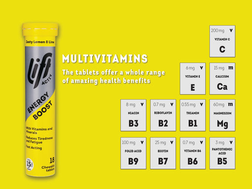 Lift Activ Zesty Lemon & Lime Energy Boost Chewable 18 Tablets - Energy & Mind at MyPerfumeShop by Lift