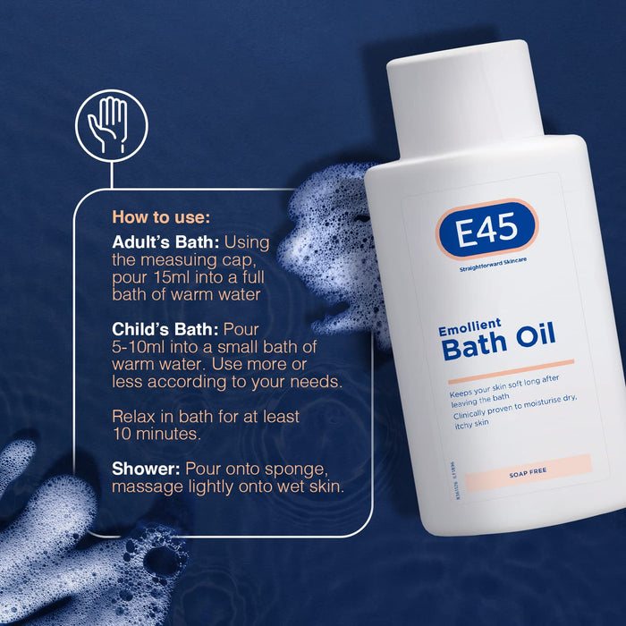 E45 Emollient Bath Oil - 500ml - Bath & Shower at MyPerfumeShop by E45