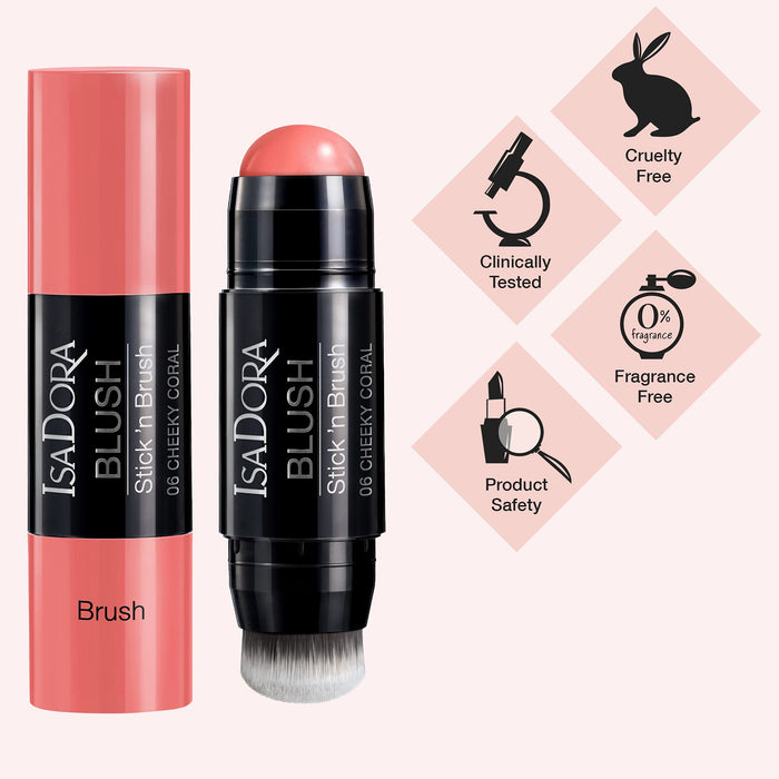 Isadora Blush Stick 'N Brush 06 Cheeky Coral Blush 7.2g - Blushes at MyPerfumeShop by ISADORA