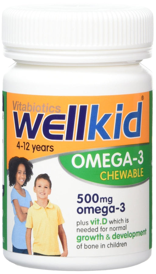 Vitabiotics WellKid Omega 3 Chewable Natural Jaffa Orange Flavour 4-12 Years Chewable 60 Capsules - Children at MyPerfumeShop by Wellkid