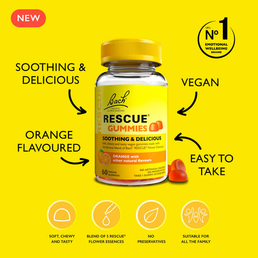 Rescue Vegan Gummies Orange with Other Natural Flavours x 60 - Stress Relief at MyPerfumeShop by Rescue