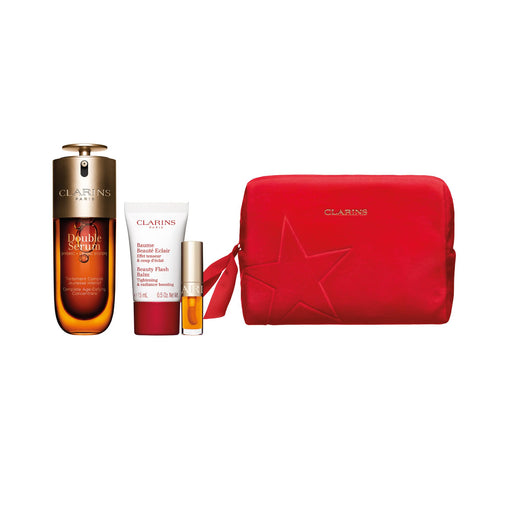 Clarins Double Serum 50ml Double Serum + 15ml Beauty Flash Balm + 1.4ml Lip Comfort Oil set