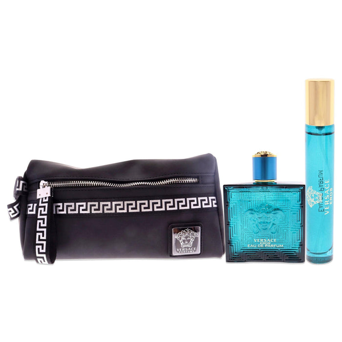 Versace Eros Gift Set 100ml EDP + 10ml EDP + Toiletry Bag - Eau De Parfum at MyPerfumeShop by Versace