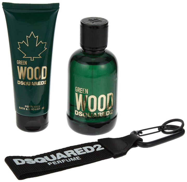 Dsquared2 Green Wood 3 Piece Gift Set: Eau de Toilette 100ml - Shower Gel 150ml - Key Ring - Gift Set at MyPerfumeShop by Dsquared2