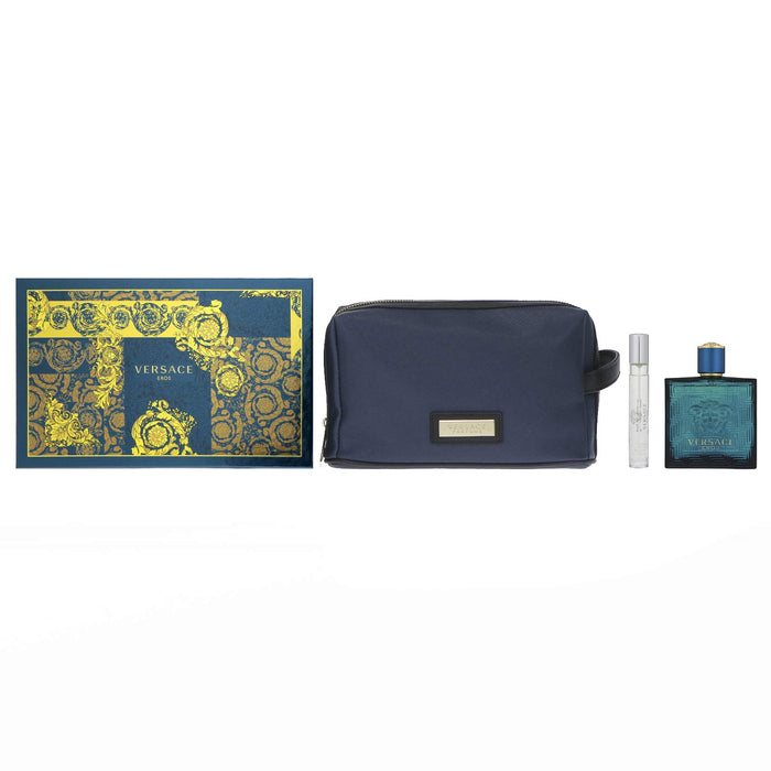 Versace Eros Gift Set 100ml EDT + 10ml EDT + Toiletry Bag - Eau De Toilette at MyPerfumeShop by Versace