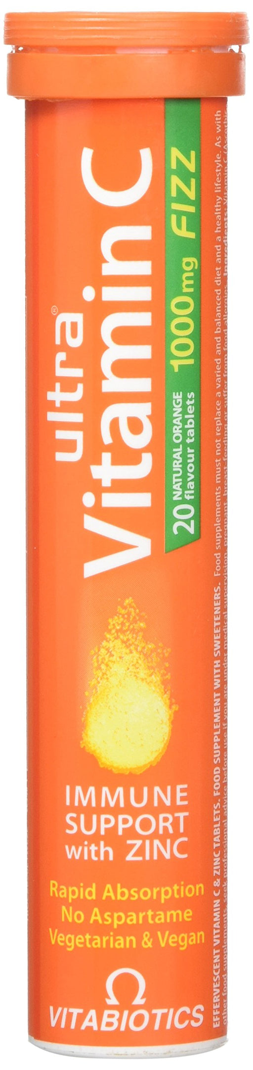 Vitabiotics Ultra Vitamin C 1000mg Fizz Natural Orange Flavour 20 Tablets - Immune Support at MyPerfumeShop by Vitabiotics Ultra