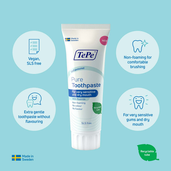 TePe Pure Toothpaste Unflavoured - 75ml - Toothpaste at MyPerfumeShop by Tepe