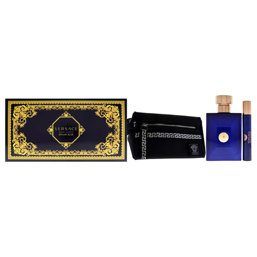 Versace Pour Homme Dylan Blue Gift Set 100ml EDT + 10ml EDT + Toiletry Bag - Eau De Toilette at MyPerfumeShop by Versace