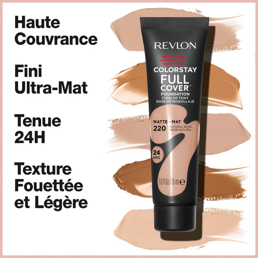 Revlon Colorstay Full Cover Matte 220 Natural Beige Foundation 30ml - Foundation at MyPerfumeShop by Revlon