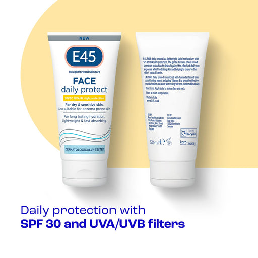 E45 Face Daily Protect SPF 30 UVA/B High Protection - 50ml - Regime Skin Care at MyPerfumeShop by E45