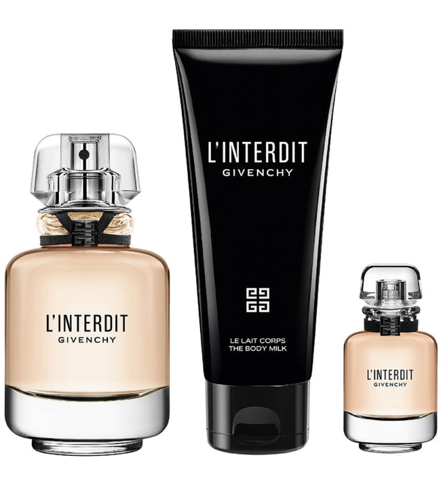 Givenchy L'Interdit Gift Set 50ml EDP + 75ml Body Lotion + 75ml Shower Gel + 10ml EDP - Fragrance at MyPerfumeShop by Givenchy