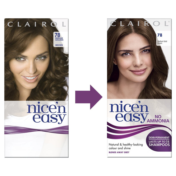 Nice & Easy Lasting Colour Non Permanent 78 Medium Gold Brown - Colourants at MyPerfumeShop by Clairol